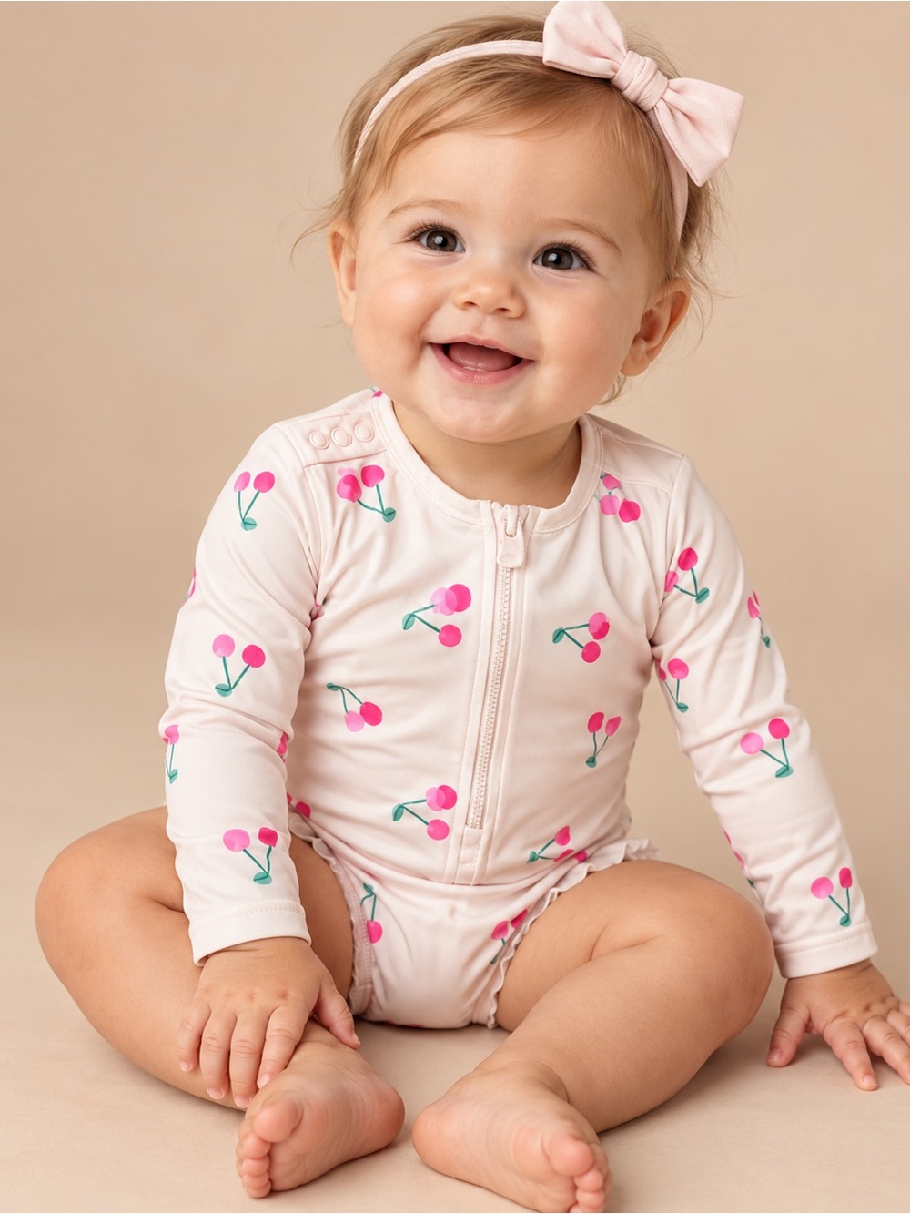 Carter's Pink Cherry Print Zip One-Piece Bodysuit